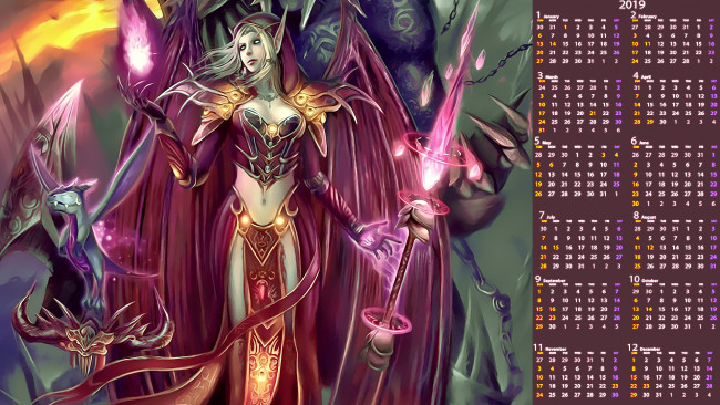 Обои картинки фото календари, фэнтези, девушка, существо