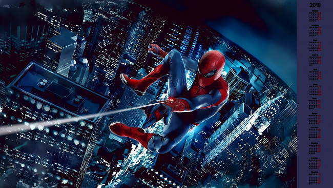 Обои картинки фото календари, кино,  мультфильмы, здание, небоскреб, город, человек-паук