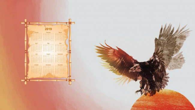 Обои картинки фото календари, рисованные,  векторная графика, птица