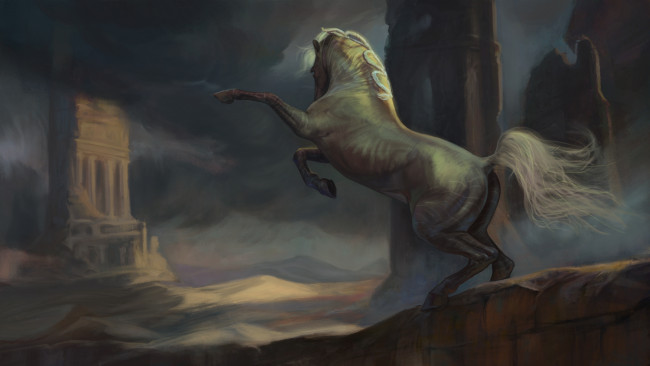 Обои картинки фото рисованное, животные,  лошади, лошадь