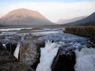 Картинка плато+путорана природа горы водопад река россия сибирь путорана плато