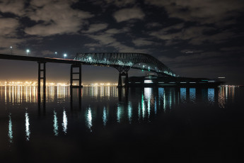 Картинка города -+мосты сумерки строительство мост небо городские огни