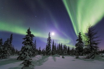 Картинка природа северное+сияние простор