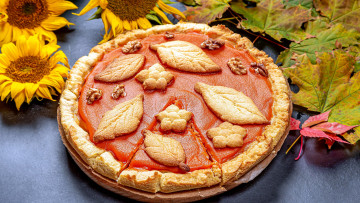 Картинка еда пироги листья подсолнух пирог осенний