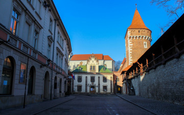 Картинка города краков+ польша улица башня