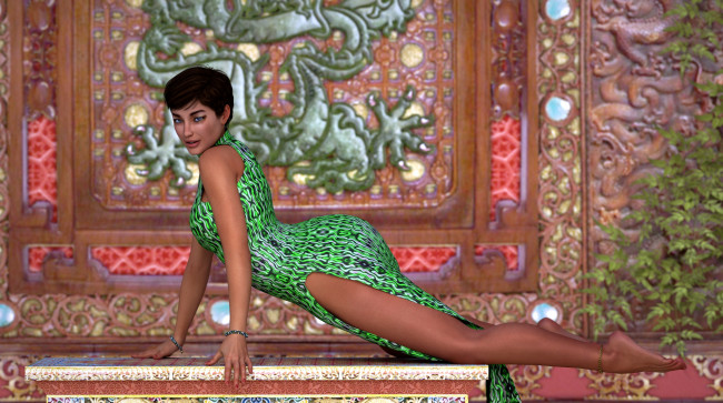 Обои картинки фото 3д графика, люди , people, взгляд, девушка, фон