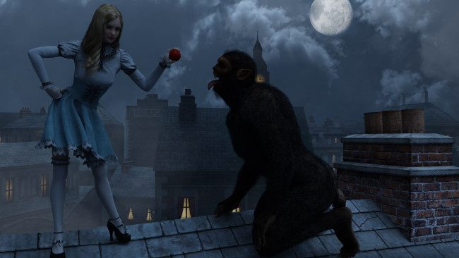 Обои картинки фото 3д графика, фантазия , fantasy, фон, взгляд, девушка