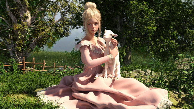 Обои картинки фото 3д графика, люди и животные , people and animals, девушка, взгляд, фон