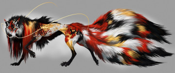 Картинка кицунэ фэнтези существа существо лисица девятихвостая мифическое сказка вымысел животное хищница мех хвост