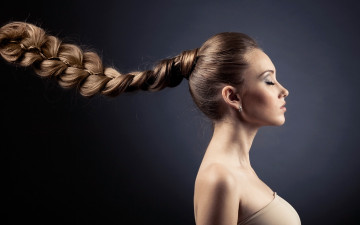 Картинка девушки -+брюнетки +шатенки профиль коса