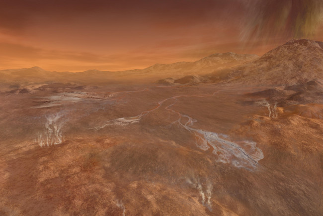 Обои картинки фото титан, космос, спутники сатурна, спутник, сатурн, планета, вселенная, галактика, поверхность, почва, грунт, атмосфера, пустыня