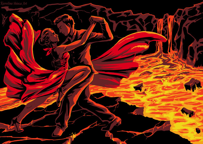 Обои картинки фото векторная графика, люди , people, пара, танец, лава