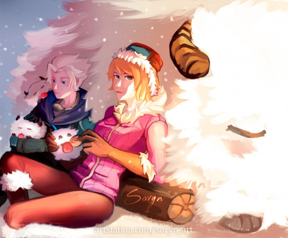 Обои картинки фото видео игры, league of legends, поро, пара, печенье, ezreal