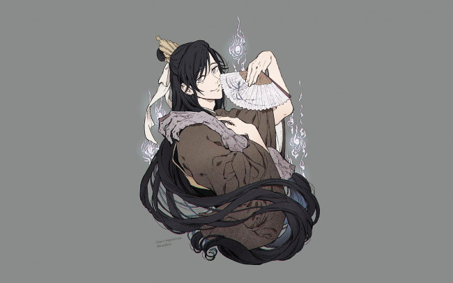 Обои картинки фото аниме, mo dao zu shi, не, хуайсан, рука, веер