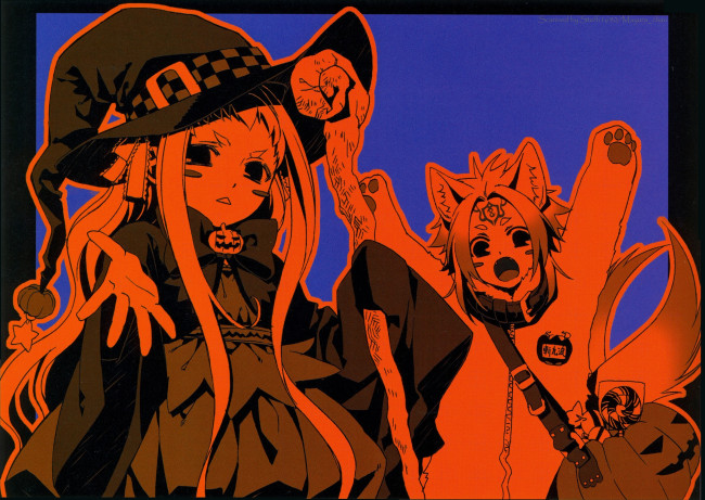 Обои картинки фото аниме, магия,  колдовство,  halloween, хэллоуин