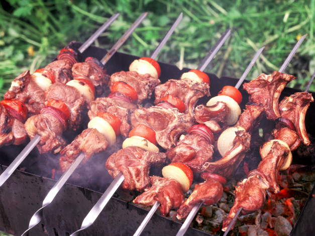 Обои картинки фото еда, шашлык, барбекю