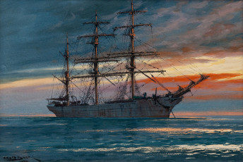 Картинка adolf bock рисованные море парусник