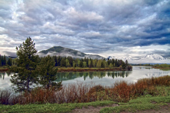 Картинка природа реки озера горы пейзаж река кусты деревья