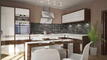 Картинка 3д графика realism реализм кухня растения стол