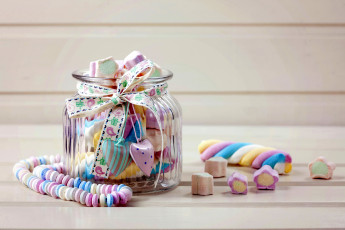 Картинка еда конфеты +шоколад +сладости банка бант лента драже сладости