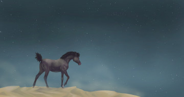 Картинка рисованные животные +лошади лошадь