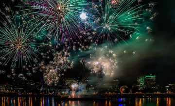 Картинка разное салюты +фейерверки фейерверк ночь