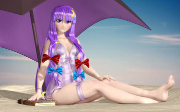 Картинка 3д+графика anime+ аниме зонтик книга девушка