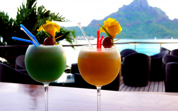 Картинка еда напитки +коктейль коктейли бокалы цветы пейзаж