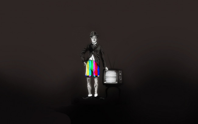 Обои картинки фото рисованные, минимализм, телевизор