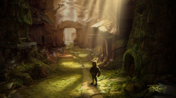 Картинка anas+riasat фэнтези существа гном домики поселение лес