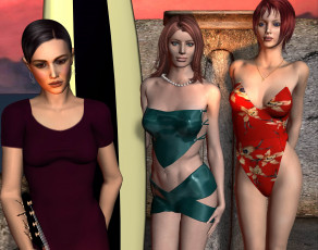 Картинка 3д+графика люди+ people интерьер фон девушки взгляд