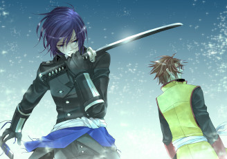 Картинка аниме hakuoki небо парни арт