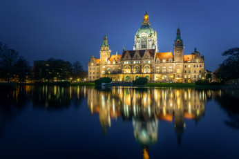 Картинка города замки+германии maschpark new town hall ганновер парк ратуша германия germany hanover lower saxony отражение пруд нижняя саксония