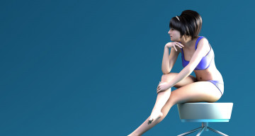 Картинка 3д+графика люди+ people девушка взгляд фон