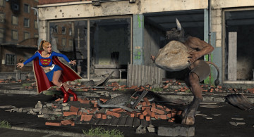 Картинка 3д+графика фантазия+ fantasy существо супермен фон взгляд девушка