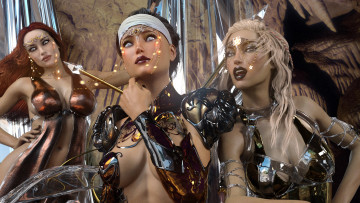 Картинка 3д+графика амазонки+ amazon девушки оружие фон взгляд