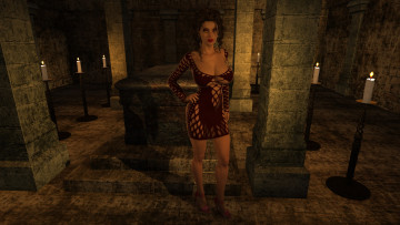 Картинка 3д+графика фантазия+ fantasy свечи фон взгляд девушка