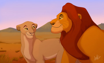Картинка векторная+графика мультфильмы+ cartoons львица лев холмы