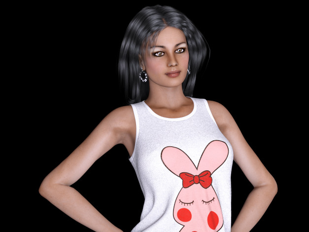 Обои картинки фото 3д графика, люди , people, взгляд, девушка, фон