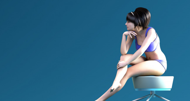 Обои картинки фото 3д графика, люди , people, девушка, взгляд, фон