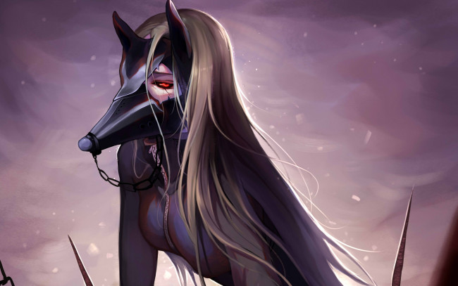 Обои картинки фото аниме, tokyo ghoul, art, токийский, гуль, tokyo, ghoul, маска, девушка, irimi, kaya