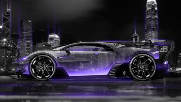 Картинка bugatti+vision+gran+turismo+side+crystal+city+night+car+2014 автомобили 3д bugatti vision gran turismo side crystal city night car 2014