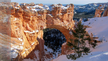 Картинка календари природа 2018 гора снег деревья