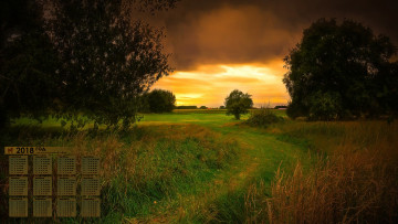 Картинка календари природа 2018 облака растения деревья