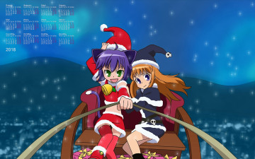 Картинка календари аниме 2018 девочка двое рождество