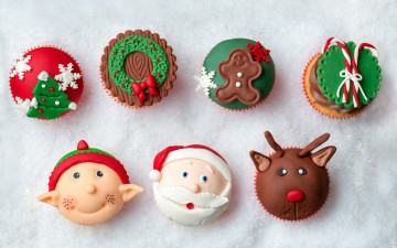 Картинка праздничные угощения xmas новый год merry christmas holiday celebration кексы рождество cupcake decoration