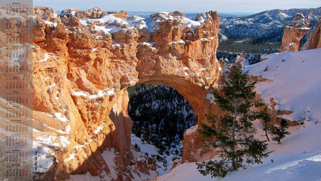 Обои картинки фото календари, природа, 2018, гора, снег, деревья