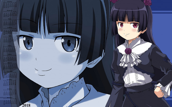 Обои картинки фото календари, аниме, 2018, взгляд, девочка