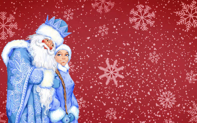 Обои картинки фото праздничные, векторная графика , новый год, праздник, настроение, фон, мороз, снегурочка, зима, новый, год, снег, дед, минимализм