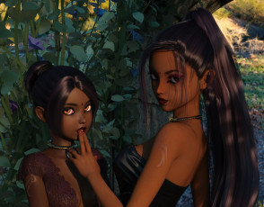 Картинка 3д+графика люди+ people девушки взгляд фон